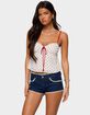 EDIKTED Contrast Polka Dot Cupped Chiffon Top image number 1