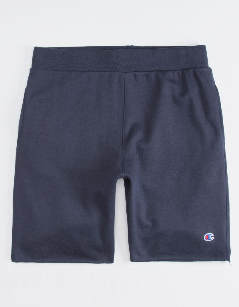 CHAMPION Cutoff Navy Mens Sweat Shorts image number 0