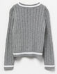 RSQ Girls Cable Varsity Pullover Sweater image number 3