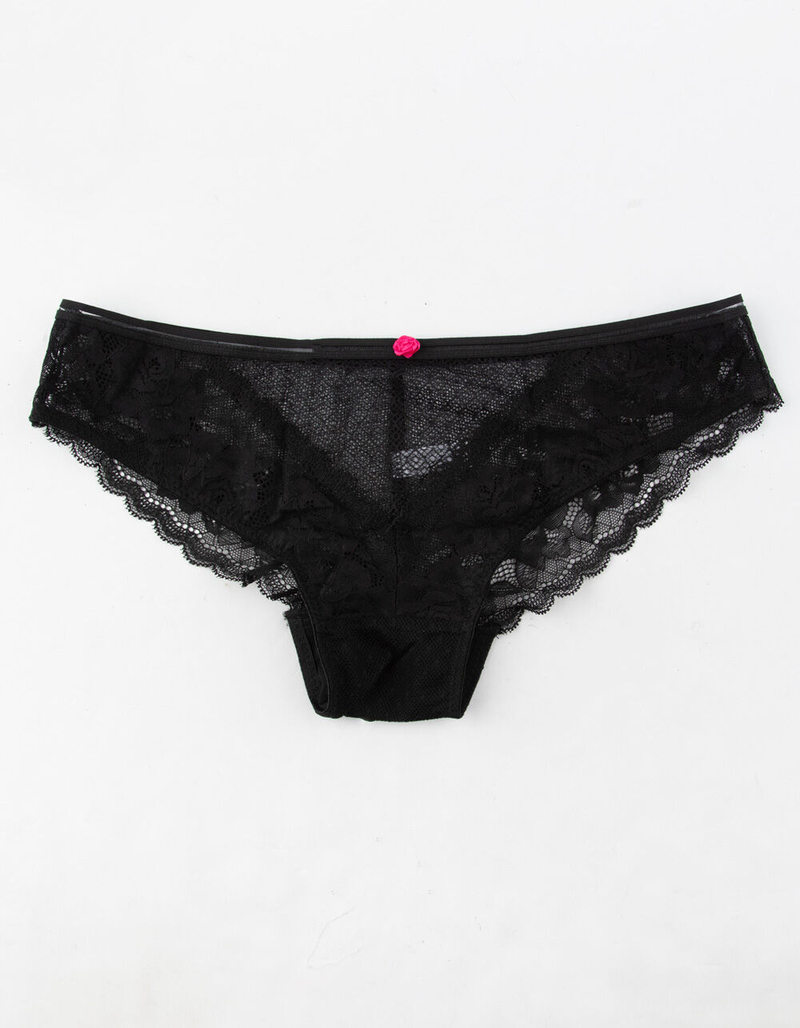 FULL TILT Flower Lace Black Bikini Panties image number 0
