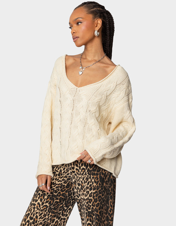 EDIKTED Inga Oversized Cable Knit Sweater Primary Image