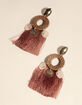 WEST OF MELROSE Wood Coin & Fringe Dangle Earrings image number 2