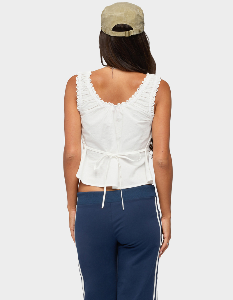 EDIKTED Edyth Tie Front Cotton Tank Top image number 2