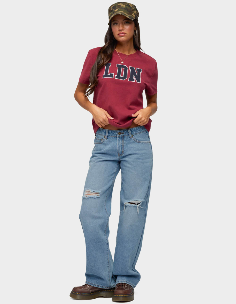 EDIKTED Juju Distressed Low Rise Baggy Jeans image number 3