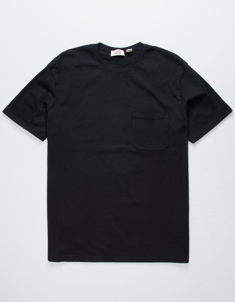 HEDGE Oversized Mens Black Pocket Tee image number 0