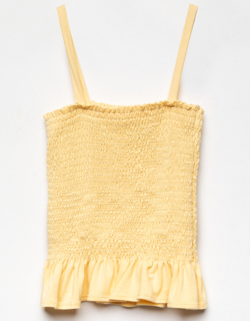 WHITE FAWN Smocked Girls Yellow Tank Top image number 0