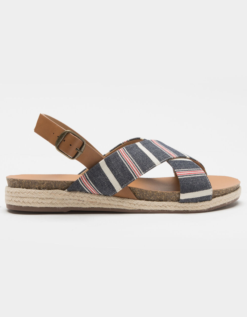 SODA Stripe Criss Cross Womens Sandals image number 1