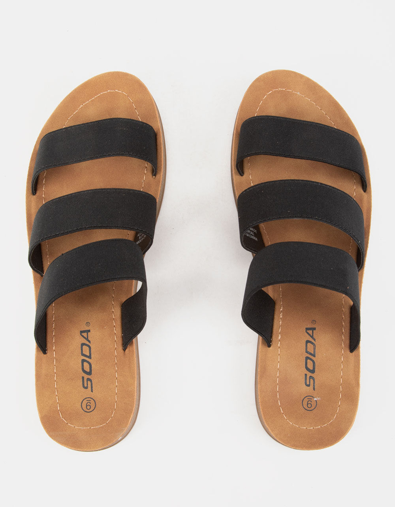SODA Elastic 3 Strap Black Womens Sandals image number 1