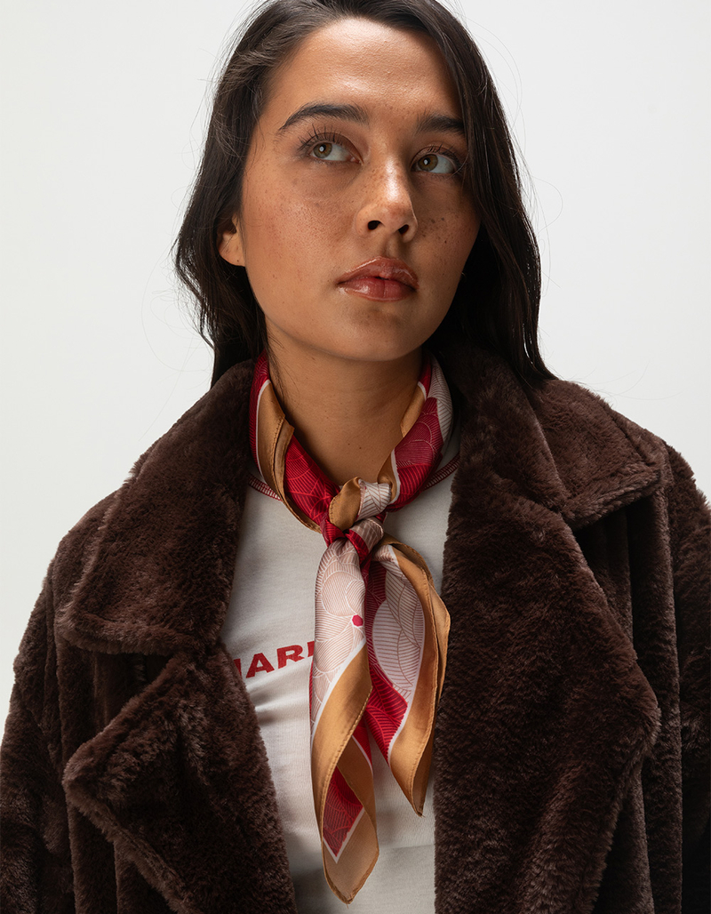 FULL TILT Floral Print Satin Headscarf RED Tillys