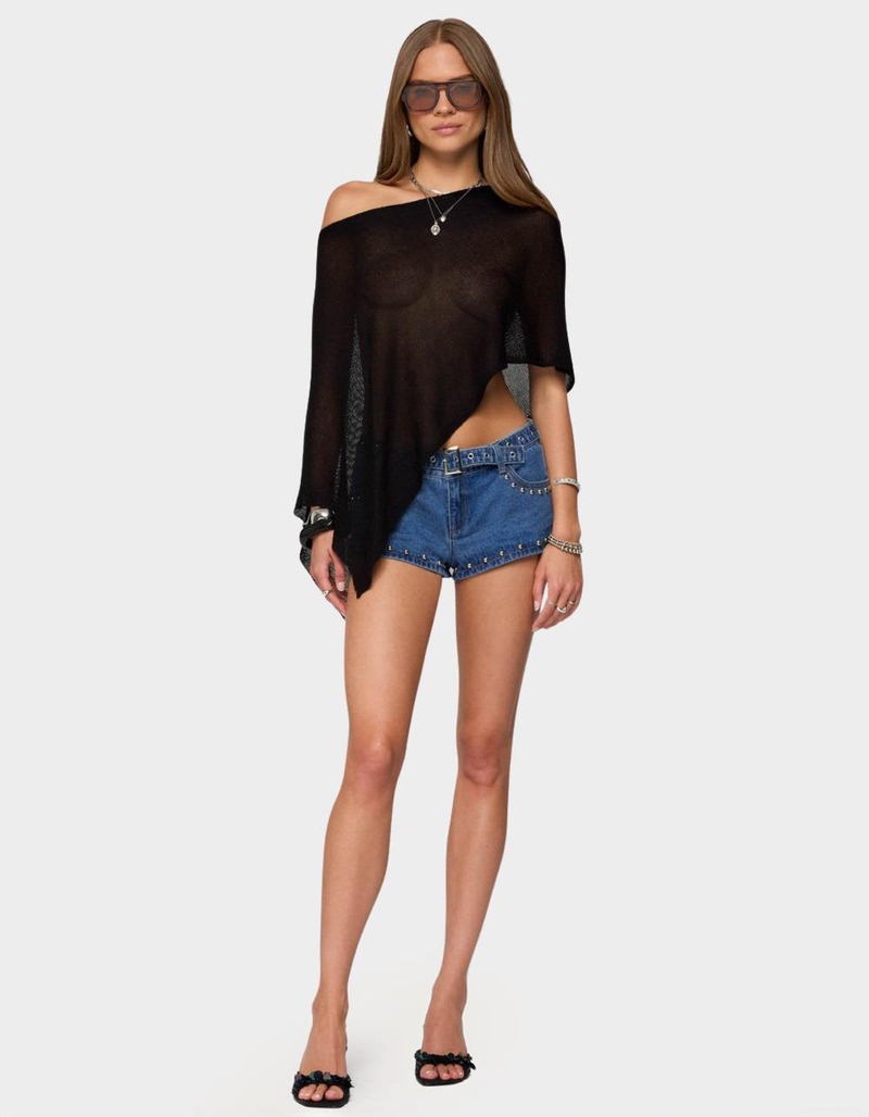 EDIKTED Azalia Asymmetric Knit Poncho image number 4