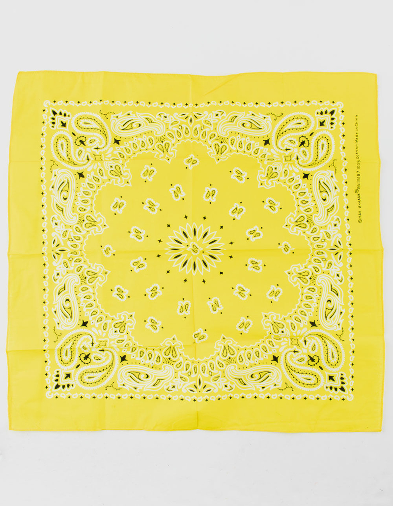 Neon Yellow Paisley Bandana image number 1