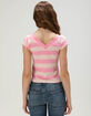 RSQ Womens Stripe V-Neck Cap Sleeve Tee image number 4