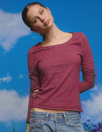 BDG Urban Outfitters Jake Womens Scoop Neck Long Sleeve Top Primary Image