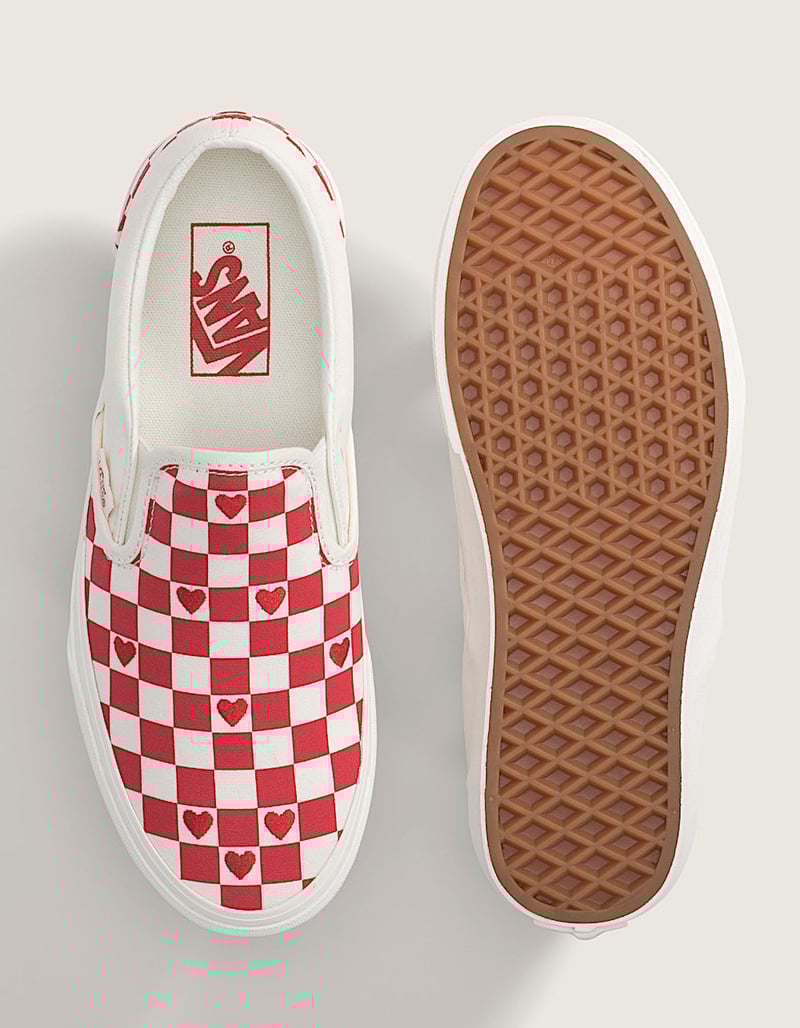 VANS Checkerboard Hearts Womens Classic Slip-On Shoes image number 2