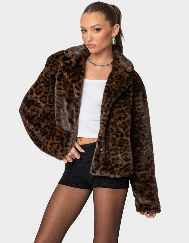EDIKTED Lady Leopard Faux Fur Jacket image number 2