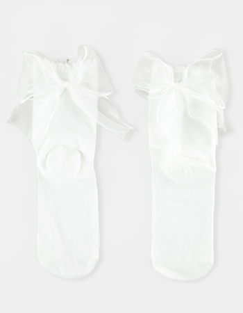 MEMOI Flowing Ribbon Back Scalloped Edge Womens Crew Socks Alternative Image