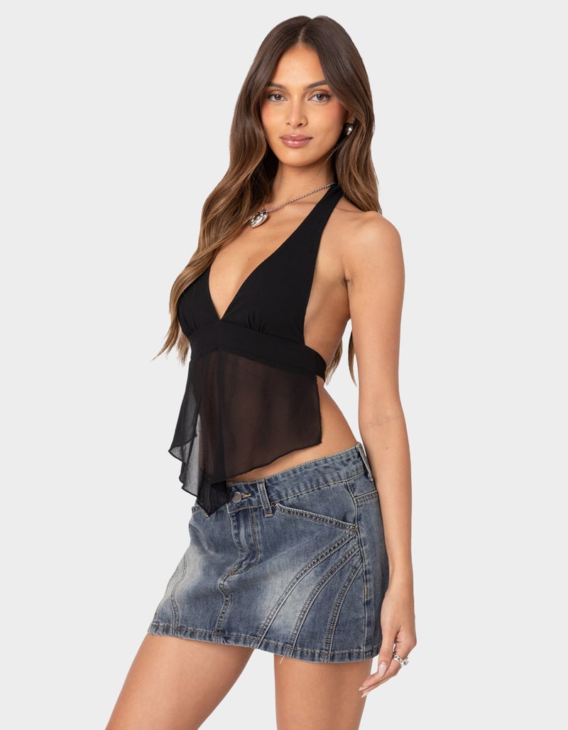 EDIKTED Ethereal Sheer Chiffon Halter Top image number 2