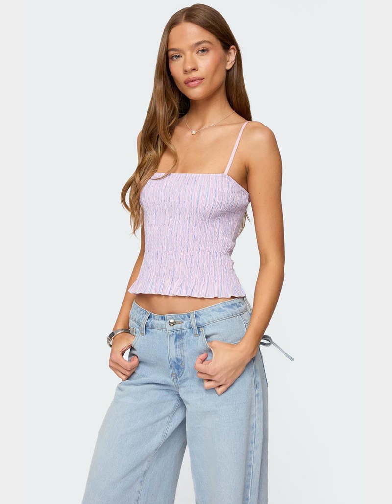 EDIKTED Leela Scrunch Striped Tank Top image number 2