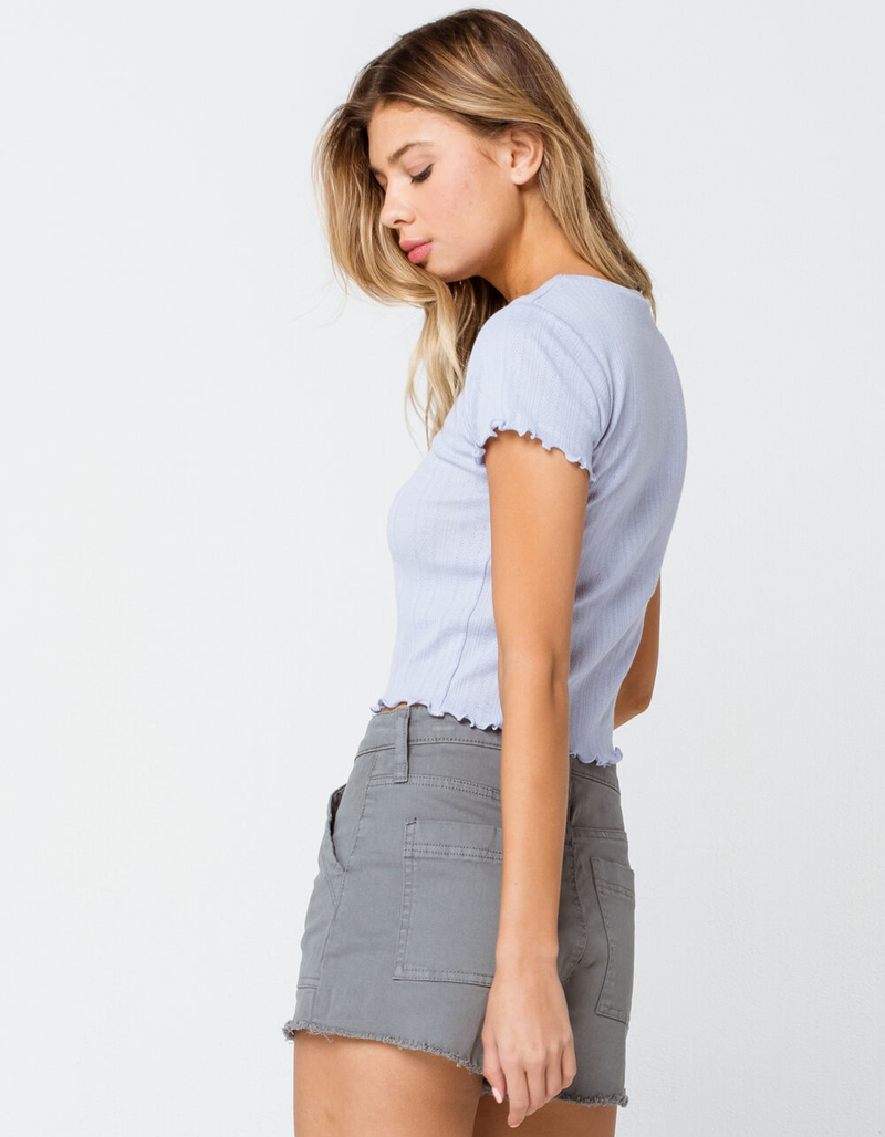 IVY & MAIN Solid Pointelle Womens Light Blue Tee image number 2