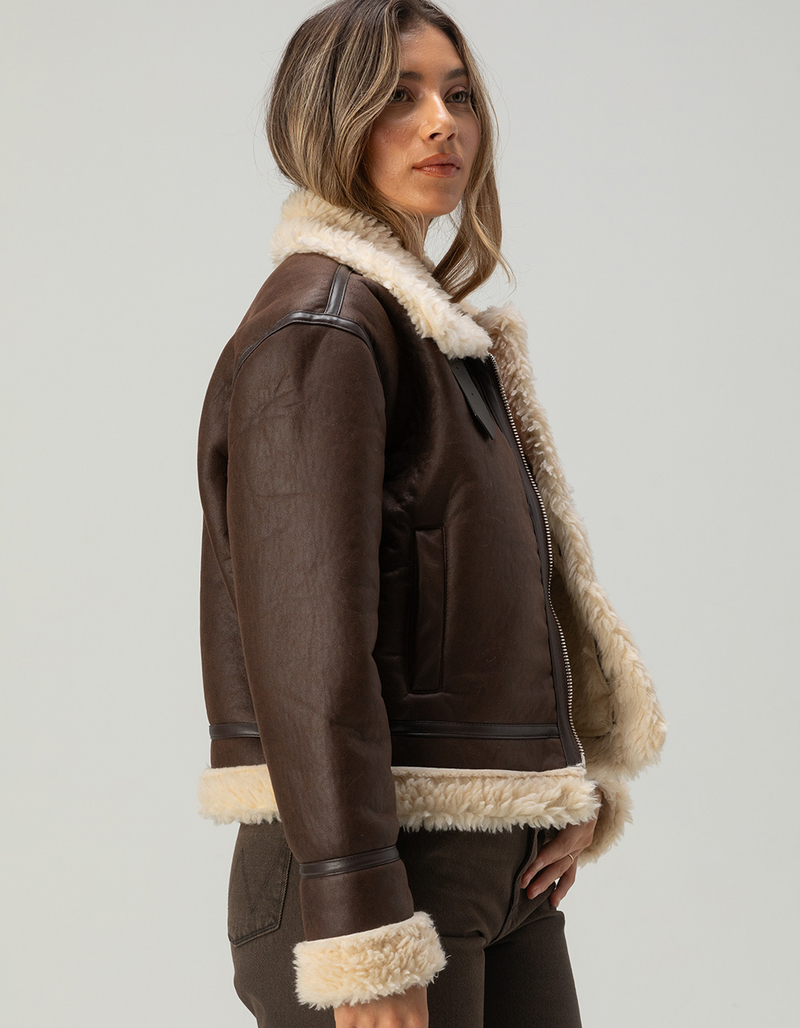 FULL TILT Womens Sherpa Moto Jacket image number 3