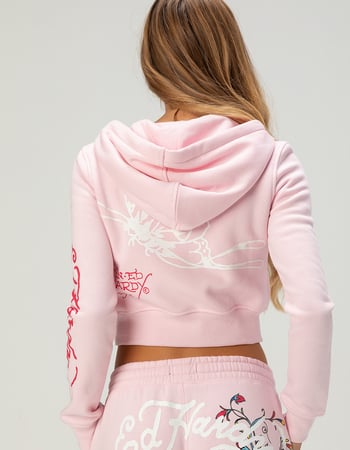 ED HARDY White Panther Womens Zip-Up Hoodie Alternative Image