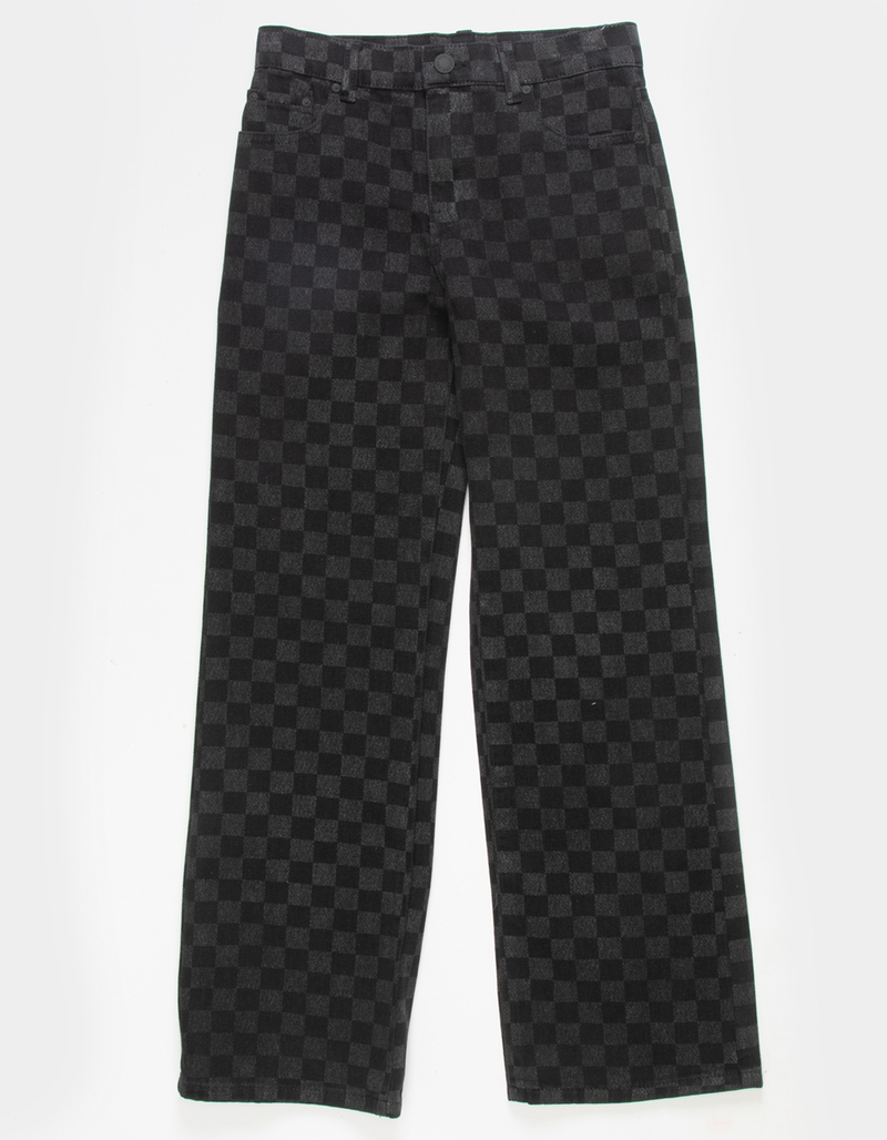 RSQ Girls High Rise Checker Wide Leg Jeans image number 1