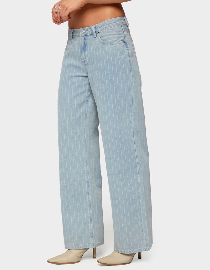 EDIKTED Pinstripe Low Rise Baggy Jeans image number 1
