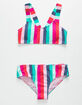 FULL TILT Stripe Bralette Hipster Girls Bikini Set image number 1