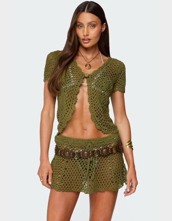 EDIKTED Mabelle Crochet Split Front Top Primary Image