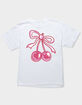 CHERRIES Bow Airbrush Unisex Kids Tee image number 1