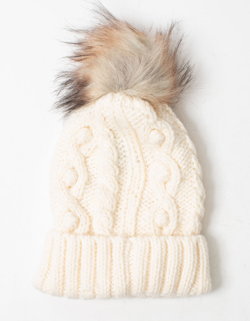 DAVID AND YOUNG Pom Popcorn Knit Beanie image number 1