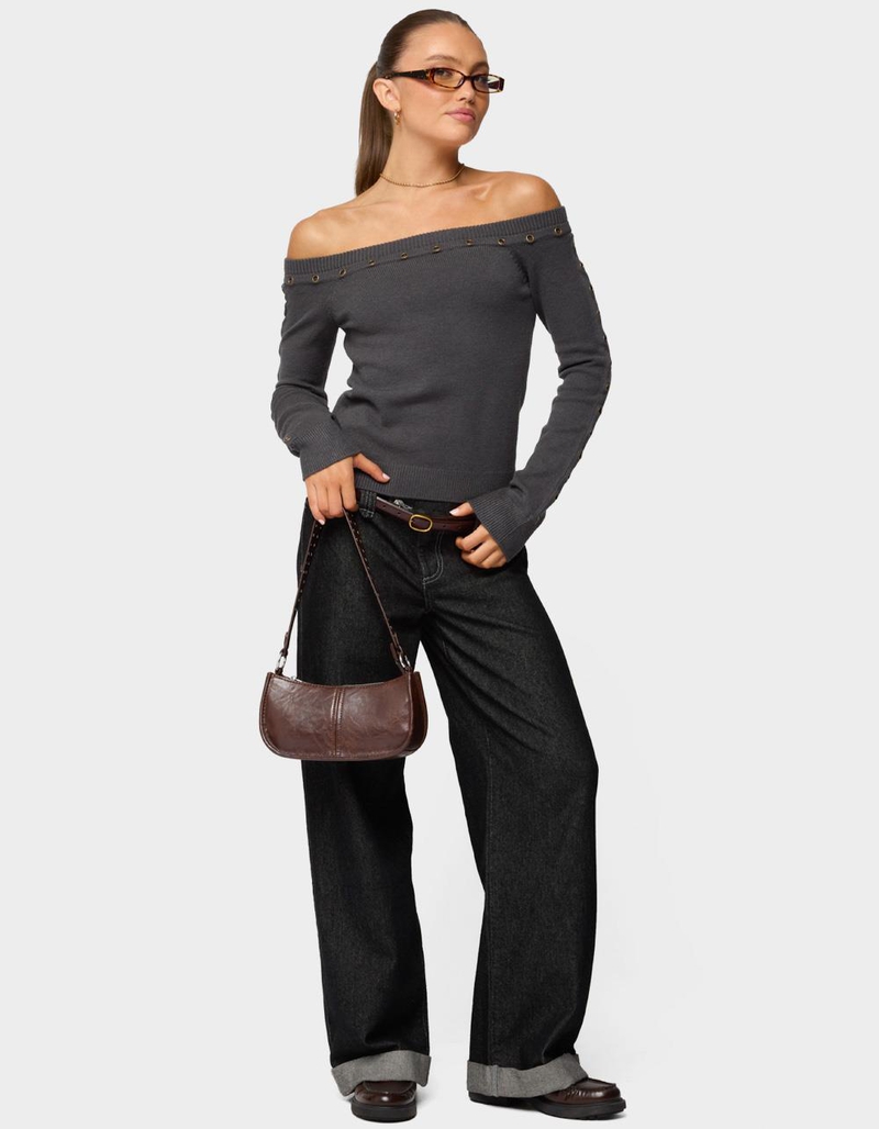 EDIKTED Morgen Grommet Off Shoulder Knit Top image number 4