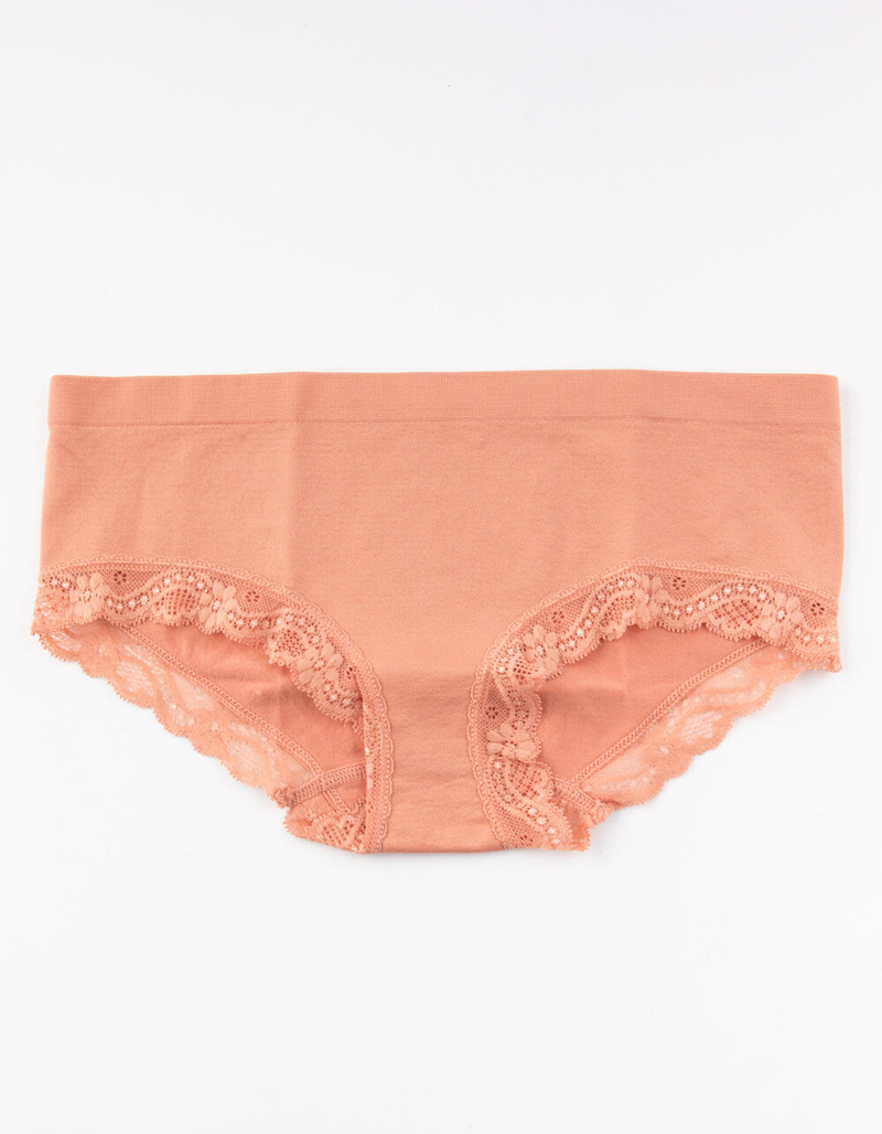 FULL TILT Seamless Lace Trim Peach Boyshorts image number 0