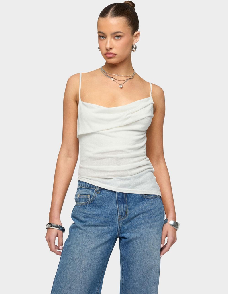 EDIKTED Asymmetric Cowl Neck Tank Top image number 0