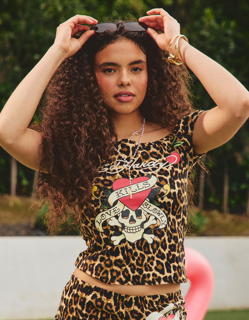 ED HARDY LKS Cherries Womens Off The Shoulder Top image number 0