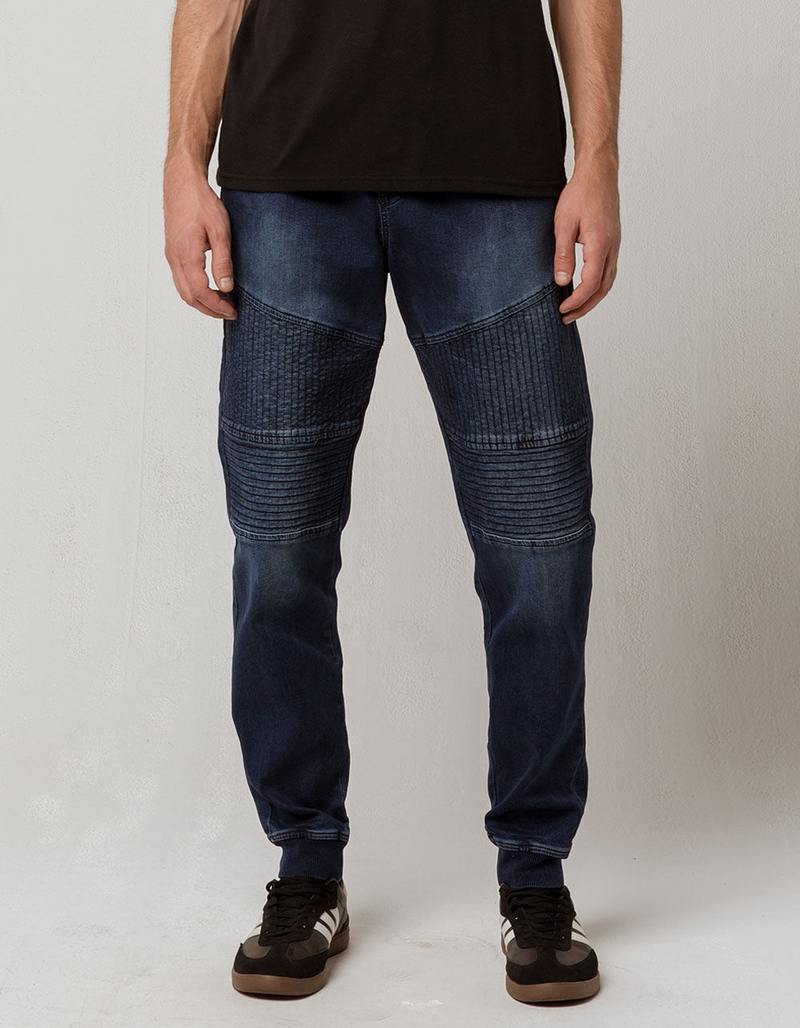 EAST POINTE Knit Indigo Mens Moto Jogger Pants image number 0