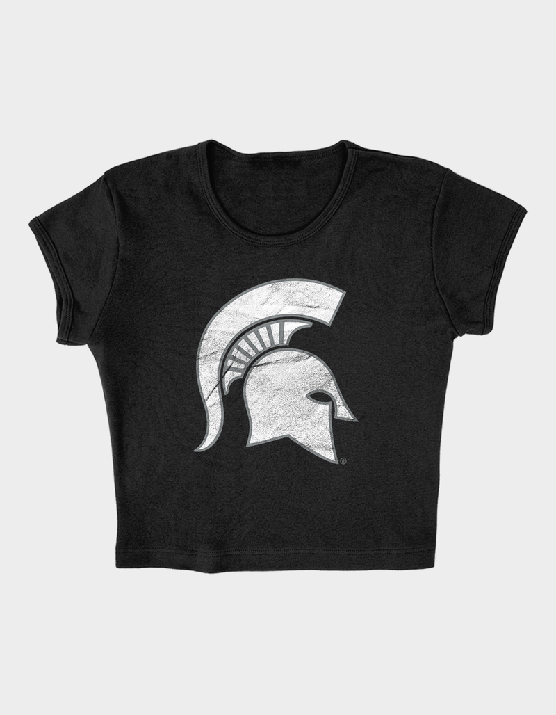MICHIGAN STATE UNIVERSITY Distressed Primary Logo Womens Baby Rib Tee image number 3