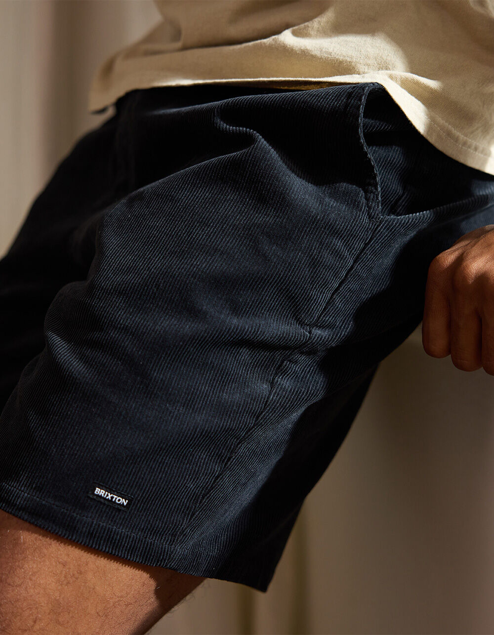 BRIXTON Leon Mens Elastic Waist Corduroy Shorts - BLACK | Tillys