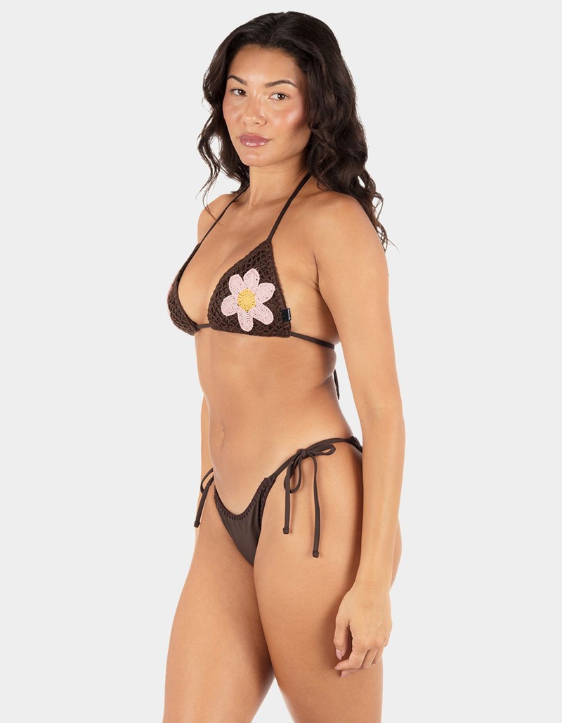 HURLEY Flower Crochet Tie Side Cheeky Bikini Bottoms image number 2