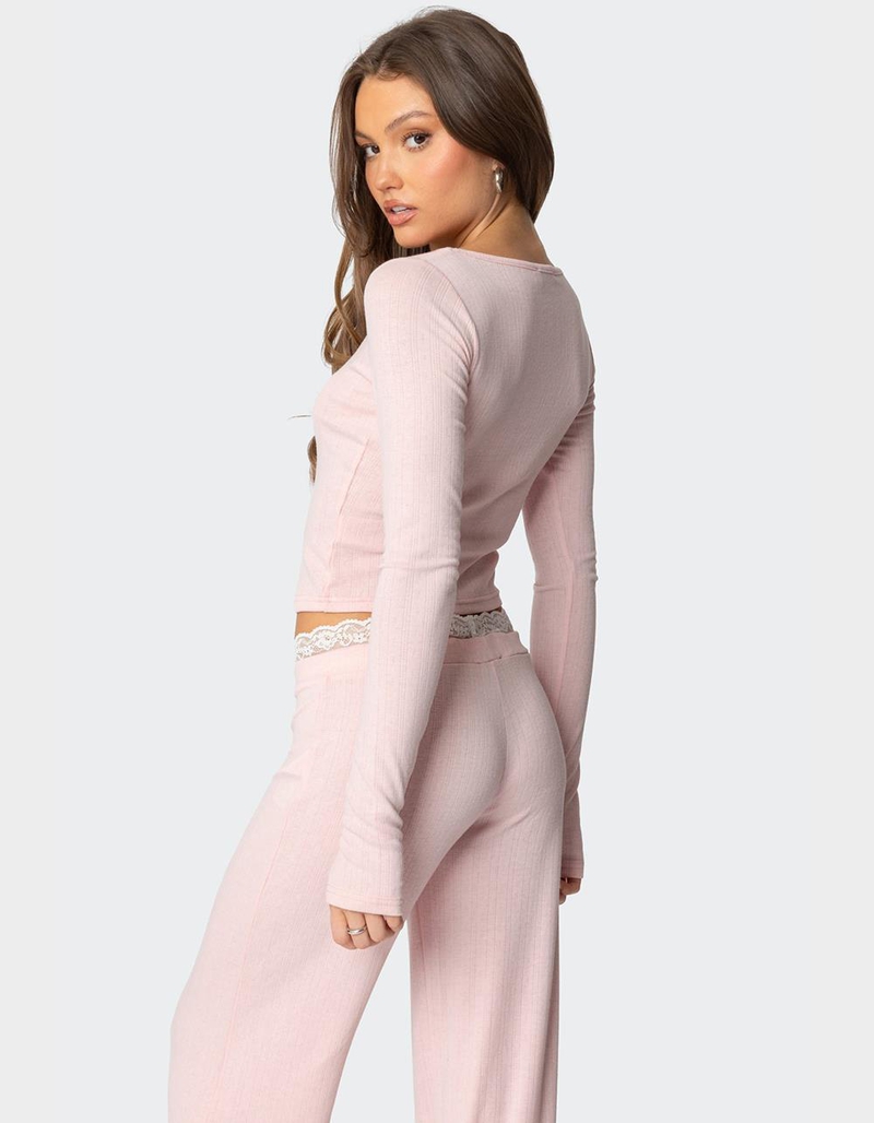EDIKTED Peekaboo Lace Long Sleeve Top image number 4