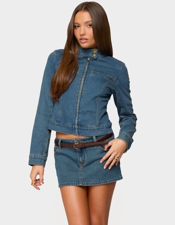 EDIKTED Josiee Stretchy Denim Moto Jacket Primary Image