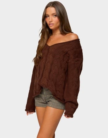 EDIKTED Inga Oversized Cable Knit Sweater Alternative Image