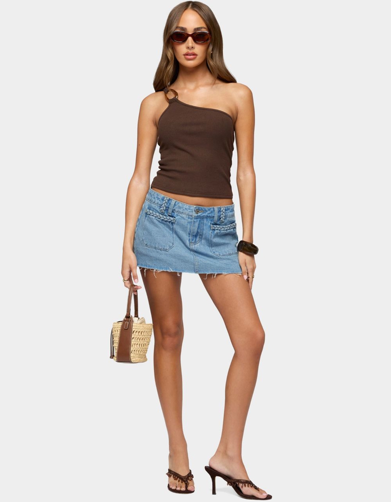 EDIKTED Calista Ribbed One Shoulder Top image number 4