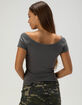 FULL TILT Womens Off The Shoulder Henley Top image number 4