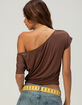 FULL TILT Womens Off The Shoulder Banded Bottom Top image number 4