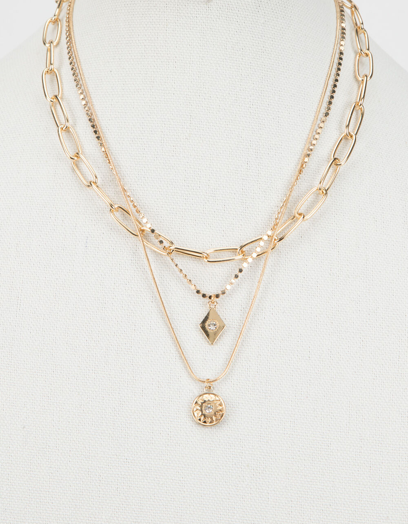 FULL TILT Layered Coin/Oval Link Necklace image number 1