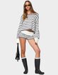 EDIKTED Saphi Striped Foldover Knit Shorts image number 5