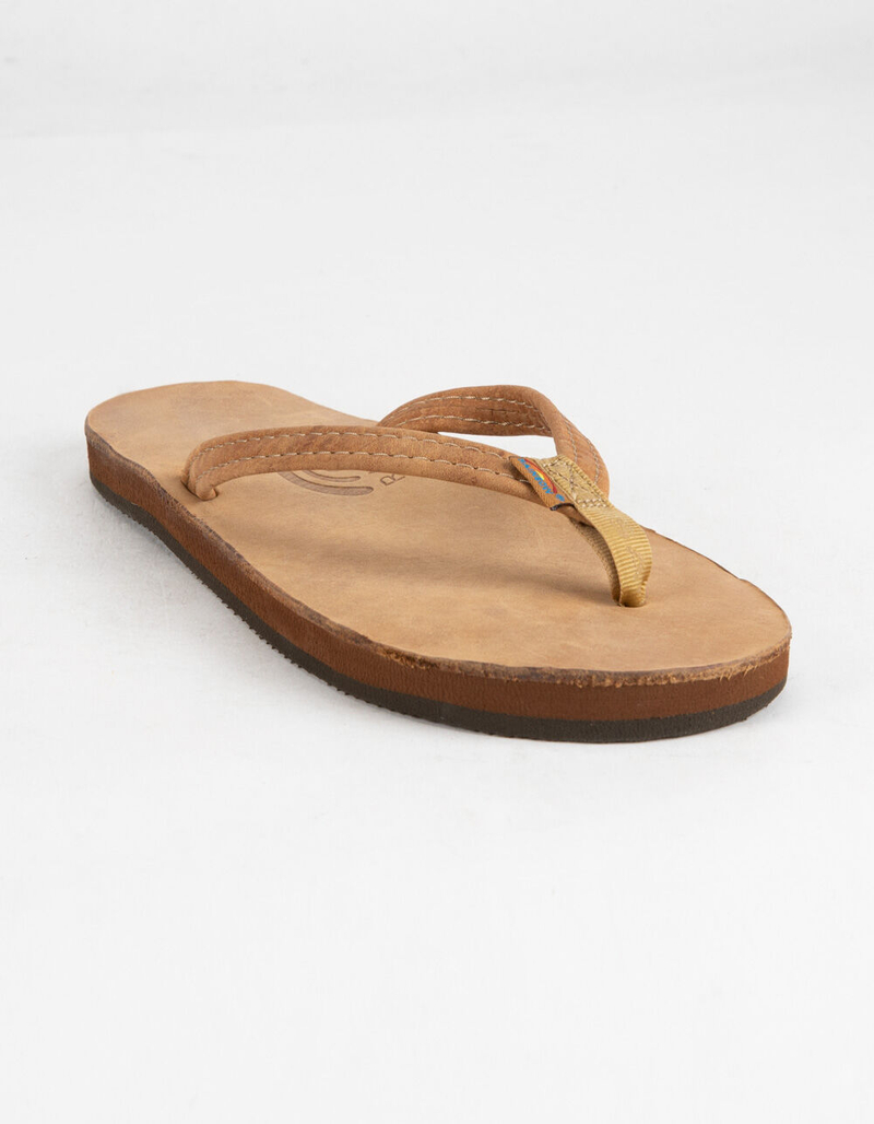 RAINBOW Luxury Leather Single Layer Narrow Strap Womens Sandals image number 0