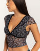 FULL TILT Printed Lace Womens V-Neck Top image number 5