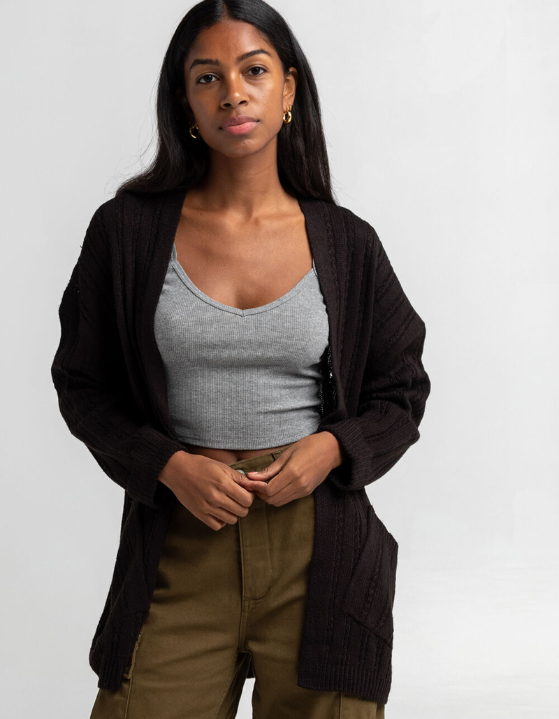 FULL CIRCLE TRENDS Womens Open Stich Long Cardigan image number 0